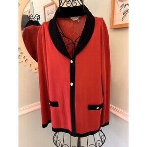 EXCLUSIVELY MISOOK‎ Woman 1X Blazer Jacket Collared Button Front Black Orange